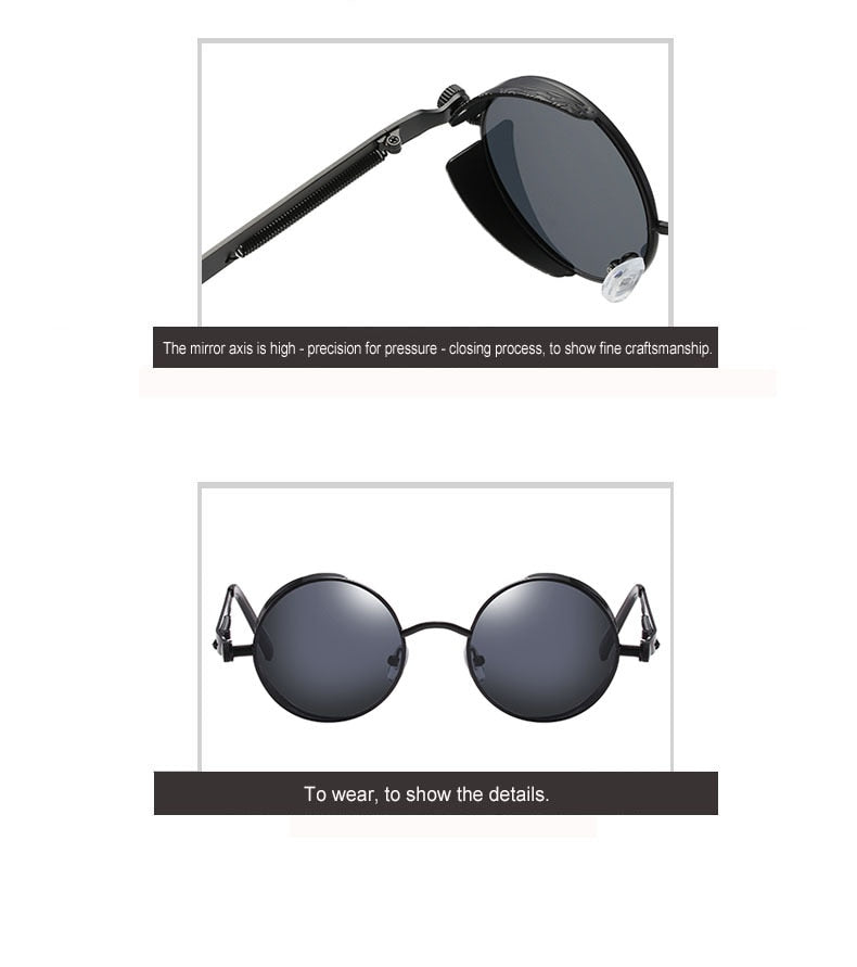 Classic Gothic Steampunk Sunglasses Sun Glasses Men Women Brand Designer Vintage Round Glasses Fashion Driving Goggle UV400 經典歌德式復古太陽眼鏡