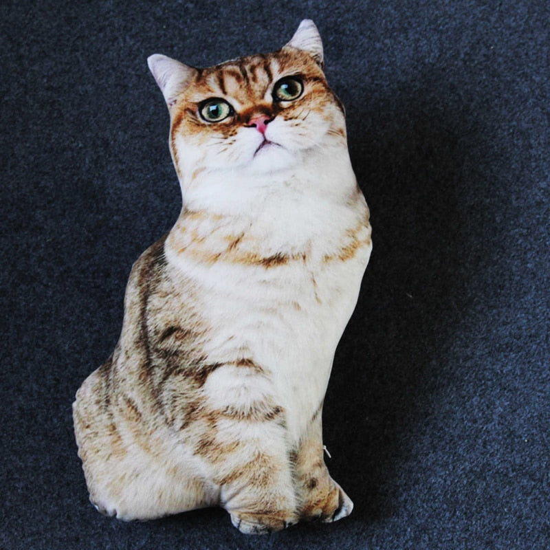 1PCS 50CM 3D Simulation Cat Plush Stuffed Soft Pillow Cute Lifelike Dog Sofa Bedroom Cushion Kids Toys Home Decoration Gifts 50厘米3D仿真貓狗毛絨柔軟枕頭