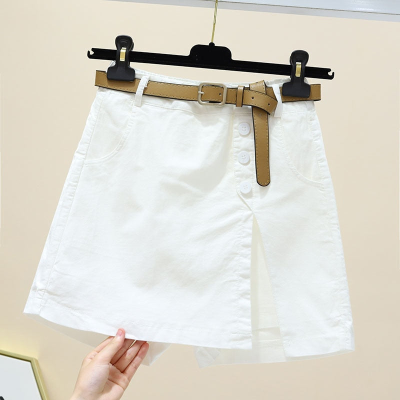 Shorts women's casual straight wide-leg pants 2022 summer thin  high-waisted loose A-line split  women's culottes