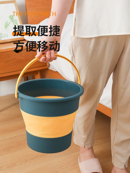 Silicone Bucket for Fishing Promotion Folding Bucket Car Wash Outdoor Fishing Supplies Square Bathroom Kitchen Camp Bucket 4.6L