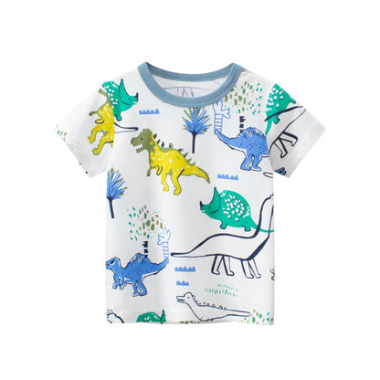 Children T-shirt for Boy 2022 Animal Print Dinosaur Boys T Shirt for Girls Tops Cartoon Kids t shirt Clothes 5-14 Yrs