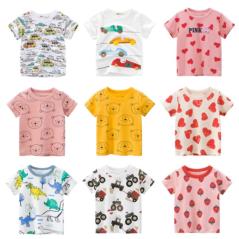 Children T-shirt for Boy 2022 Animal Print Dinosaur Boys T Shirt for Girls Tops Cartoon Kids t shirt Clothes 5-14 Yrs