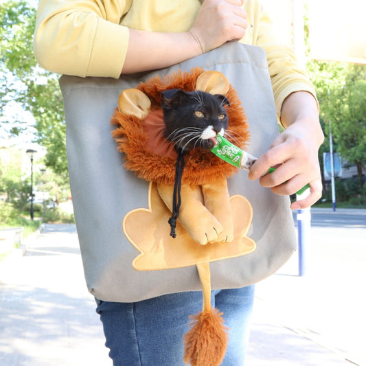 Pet Canvas Bag Lion-shaped Shoulder Bag Can Be Exposed Cats and Dogs Tote Bag Small Pet Carrier Bag Fashionable Breathable