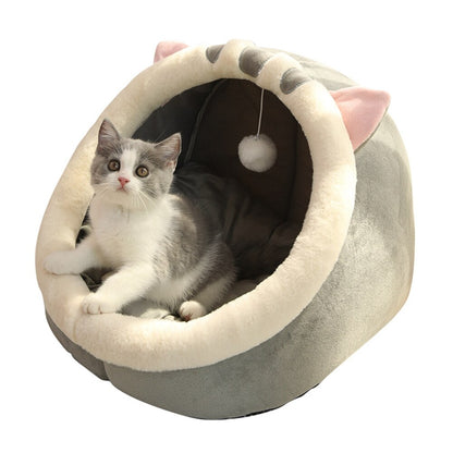 Cat Beds for Indoor Cats Super Warm for Cats and Kittens Cat Bed Cave with Removable Washable Cushion Soft Plush Pet Cat House