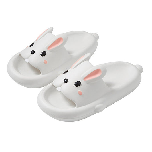 Women Bathroom Slippers Cute Rabbit Soft Sole Non-slip Open Toe Shower Slide Sandals House Shoes