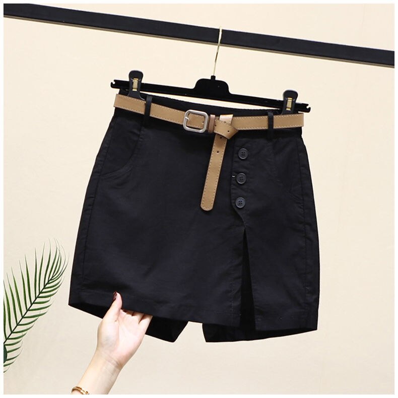 Shorts women's casual straight wide-leg pants 2022 summer thin  high-waisted loose A-line split  women's culottes