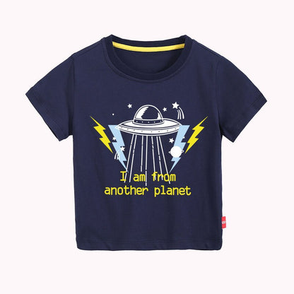 2023 Summer T-shirt for Boys Space Airplane Print (Suitable for 2-10 Years) 新款夏季男孩醒目T-Shirt (趣緻飛行工具印畫)