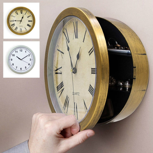 Retro Wall Clock Safe Wall Clock Home Decoration Valuables Storage Box Safe Hidden Secret Storage Box Money Jewelry