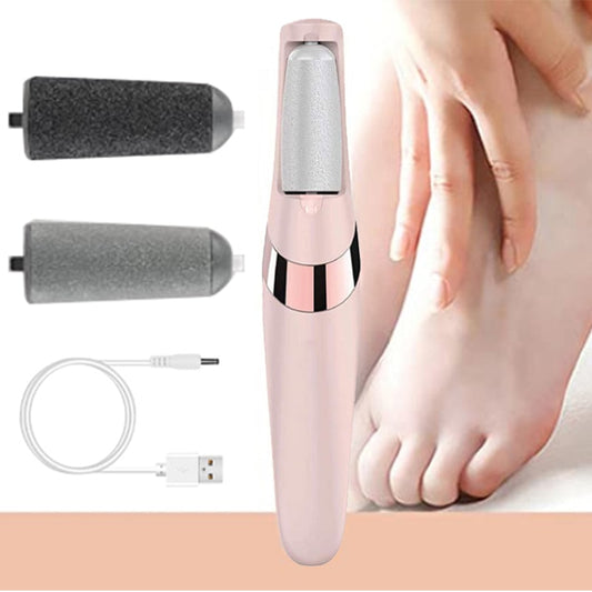 Electric Foot File Grinder Dead Dry Skin Callus Remover USB Rechargeable Feet Pedicure Tool With 2 Replaceable roller heads 電動腳部乾死皮打磨去除器+可更換滾輪頭2個套裝