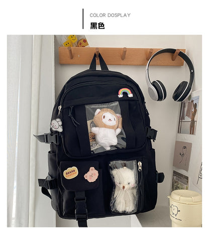 Large-capacity Cute Women Multi-Pocket Nylon Backpack Ins Junior High School Student School Bag Female Girl Backpack Laptop Book