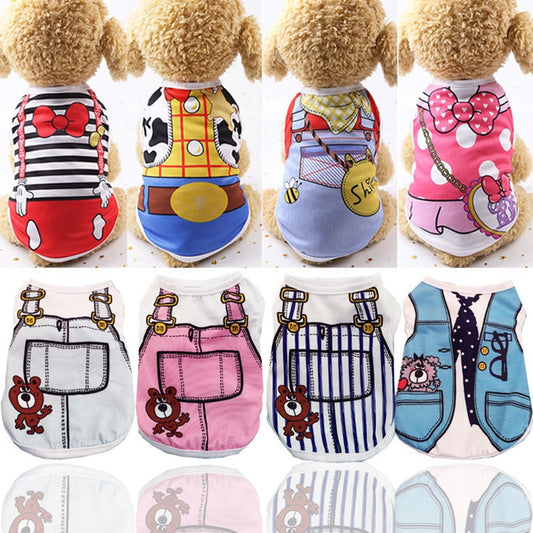 Small Pet Dog Clothes Vest Down Coat Cartoon Cute Chihuahua T-shirt Puppy Yorkshire Terrier Puppy Bulldog Ropa Perro