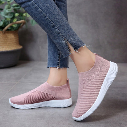 Breathable Mesh Sneakers Women Summer Slip on Soft Bottom Knit Flats Woman Non-slip Casual Sports Shoes Plus Size 43 loafers