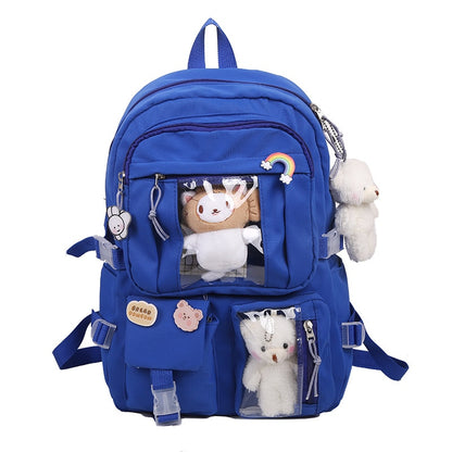 Large-capacity Cute Women Multi-Pocket Nylon Backpack Ins Junior High School Student School Bag Female Girl Backpack Laptop Book