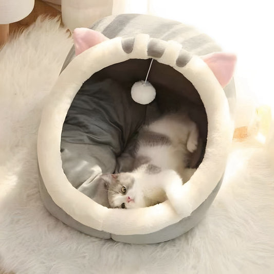 Cat Beds for Indoor Cats Super Warm for Cats and Kittens Cat Bed Cave with Removable Washable Cushion Soft Plush Pet Cat House