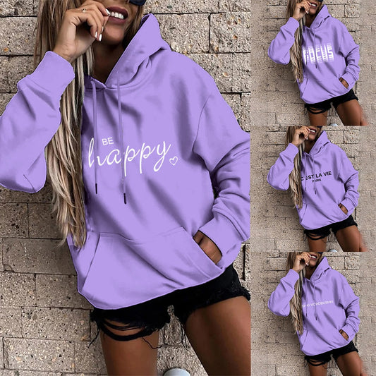 Lazy Style Sportswear Pullover Polyester Cotton Shirt Hoodie Casual Womens 2021year New Harajuku Hoodie Womens Sweater 新款原宿女裝連帽衛衣