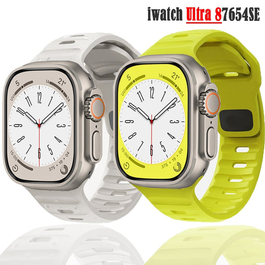 Silicone Strap For Apple Watch Band Ultra 49mm 44mm 40mm 45mm 41mm 42mm 38mm 44 45 mm bracelet iwatch series 7 se 3 4 5 6 8 band 時尚色系矽膠錶帶