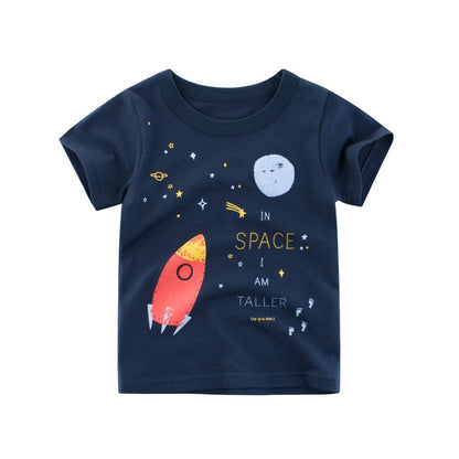 2023 Summer T-shirt for Boys Space Airplane Print (Suitable for 2-10 Years) 新款夏季男孩醒目T-Shirt (趣緻飛行工具印畫)