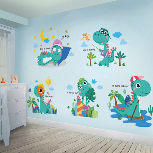 Cartoon Dinosaur Wall Stickers DIY Animal Mural Decals for Kids Rooms Baby Bedroom Nursery Home Decoration