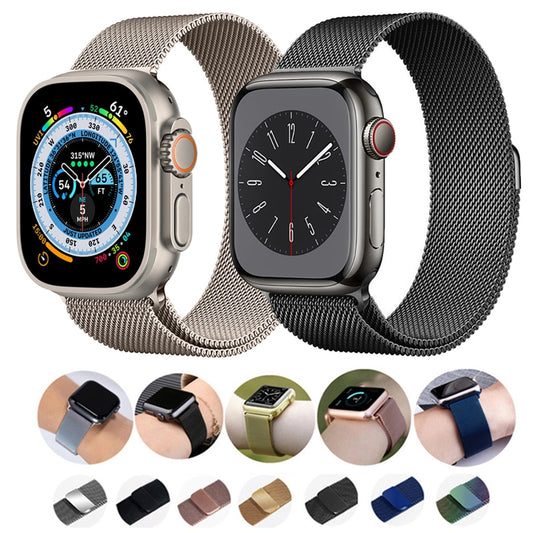 Milanese Loop Strap For Apple watch Band 44mm 40mm 45mm 41mm 42mm 38mm 45 44 mm bracelet iWatch Series 3 5 6 SE 7 8 Ultra 49mm