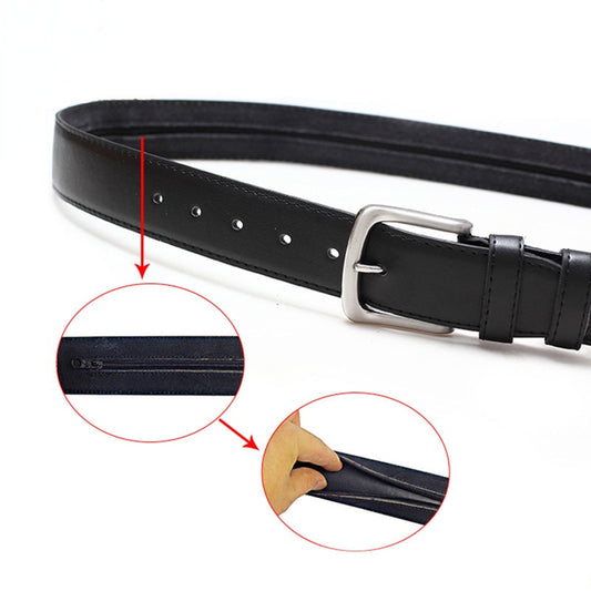 Zipper Hiding Cash Anti Theft Belt Daily Travel PU Leather Waist Bag Men Women Hidden Money Strap Belt Length 125cm