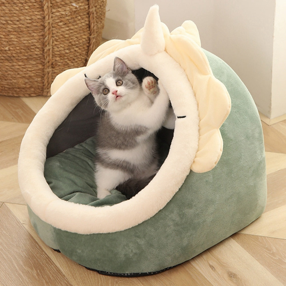 Cat Beds for Indoor Cats Super Warm for Cats and Kittens Cat Bed Cave with Removable Washable Cushion Soft Plush Pet Cat House