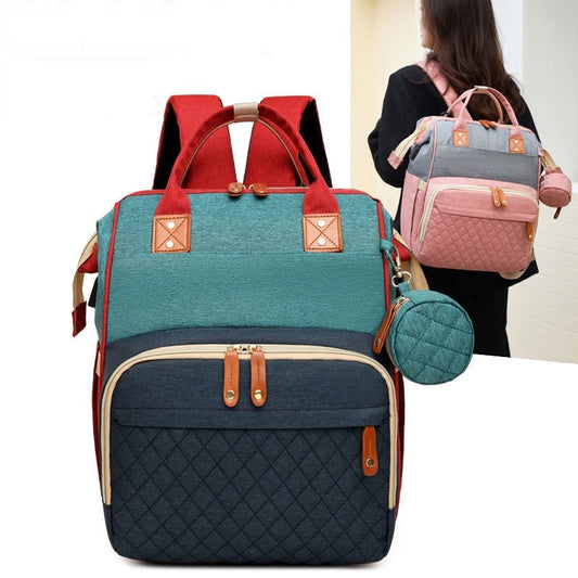 Fashion Baby Diaper Backpack Bag Mummy Maternity Solid Nappy Bag for Stroller Baby Backpack Bags for Mom Diaper Bag Organizer 時尚嬰兒尿布背包 + 嬰兒床