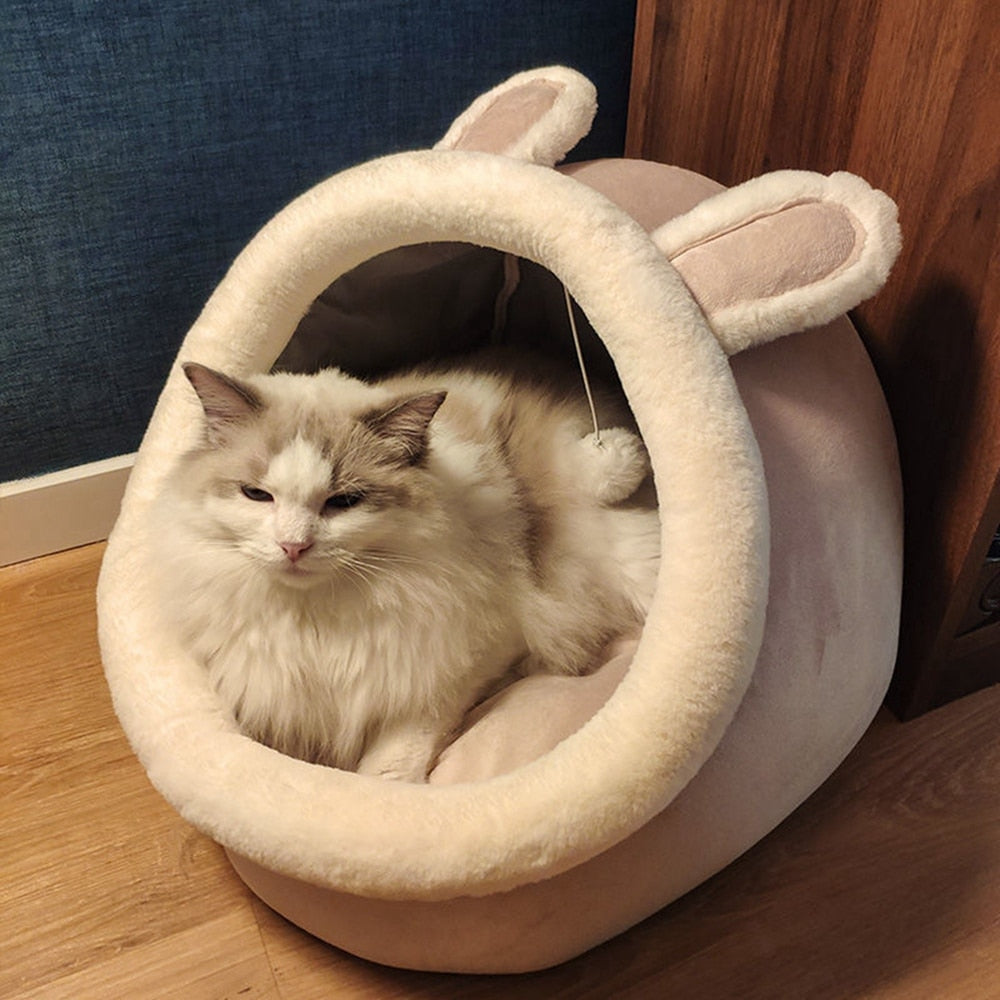 Cat Beds for Indoor Cats Super Warm for Cats and Kittens Cat Bed Cave with Removable Washable Cushion Soft Plush Pet Cat House