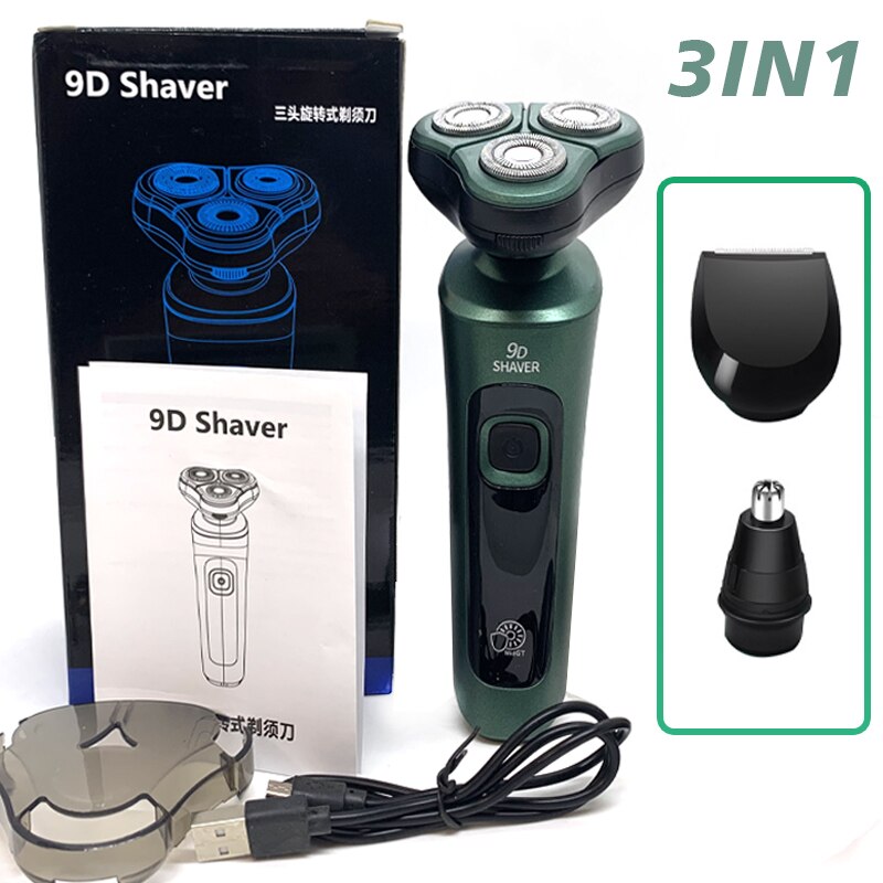 4 In 1 Smart Electric Shaver LCD Digital Display Three-head Floating Razor USB Rechargeable Washing Multi-function Beard Knife