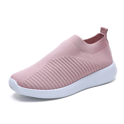 Breathable Mesh Sneakers Women Summer Slip on Soft Bottom Knit Flats Woman Non-slip Casual Sports Shoes Plus Size 43 loafers