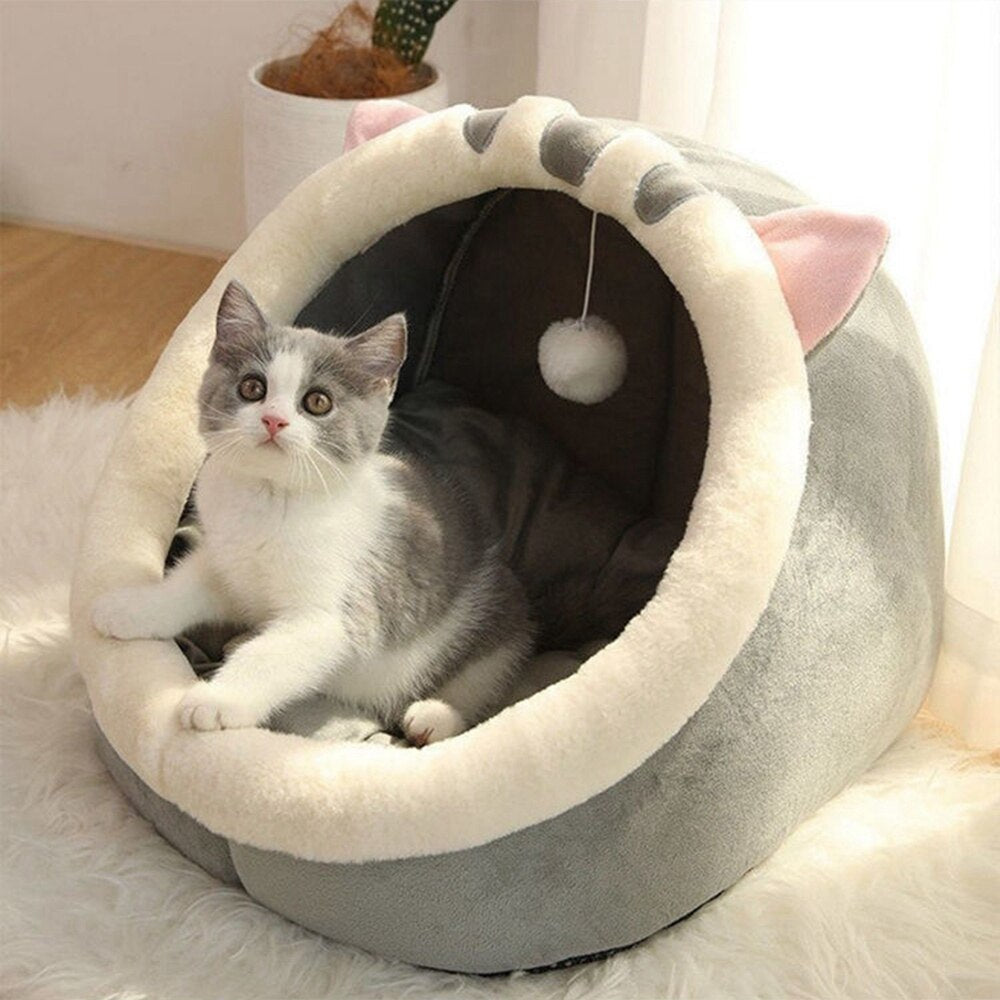 Cat Beds for Indoor Cats Super Warm for Cats and Kittens Cat Bed Cave with Removable Washable Cushion Soft Plush Pet Cat House