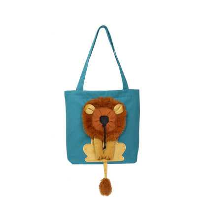 Pet Canvas Bag Lion-shaped Shoulder Bag Can Be Exposed Cats and Dogs Tote Bag Small Pet Carrier Bag Fashionable Breathable