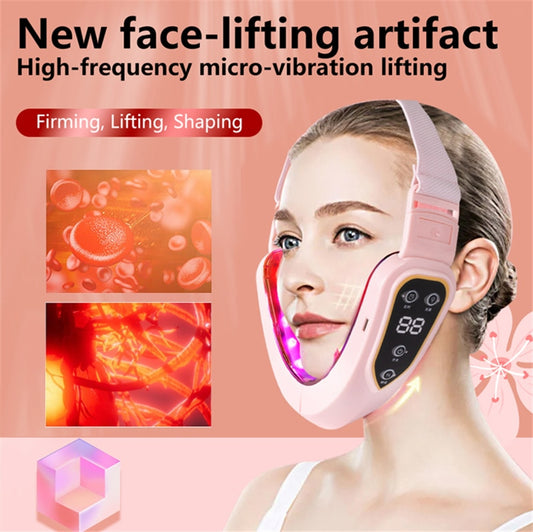 Facial Lifting Device LED Photon Therapy Facial Slimming Vibration Massager Double Chin V-shaped Cheek Lift Face Machine Health LED 光子療法面部振動 V 形臉頰提升按摩器